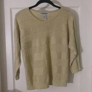 Cathy Daniels Golden Sparkle Sweater SZ S